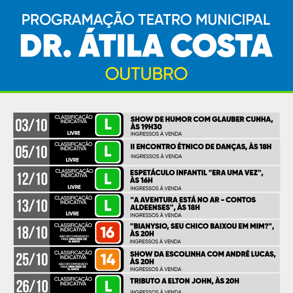 ARTE MÊS DE OUTUBRO TEATRO