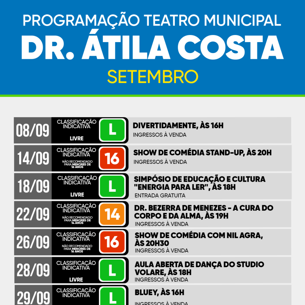 ARTE MÊS SETEMBRO TEATRO